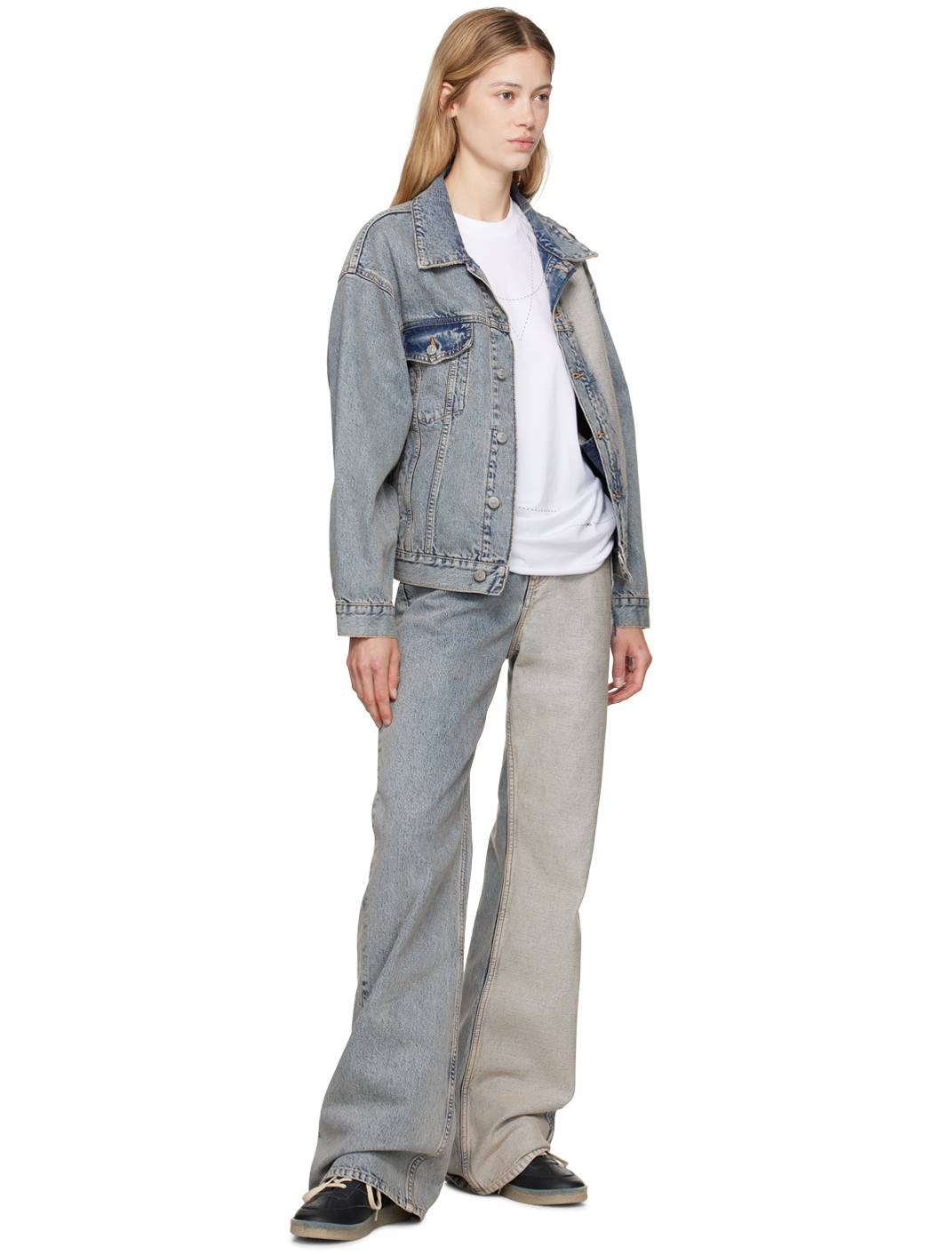 Blue Paneled Denim Jacket - 4