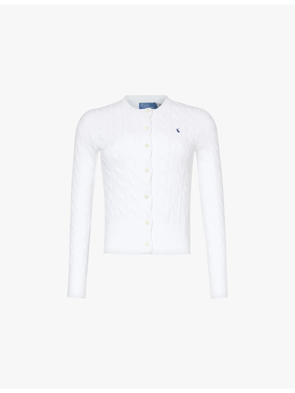 Logo-embroidered cable-knit cotton cardigan - 1