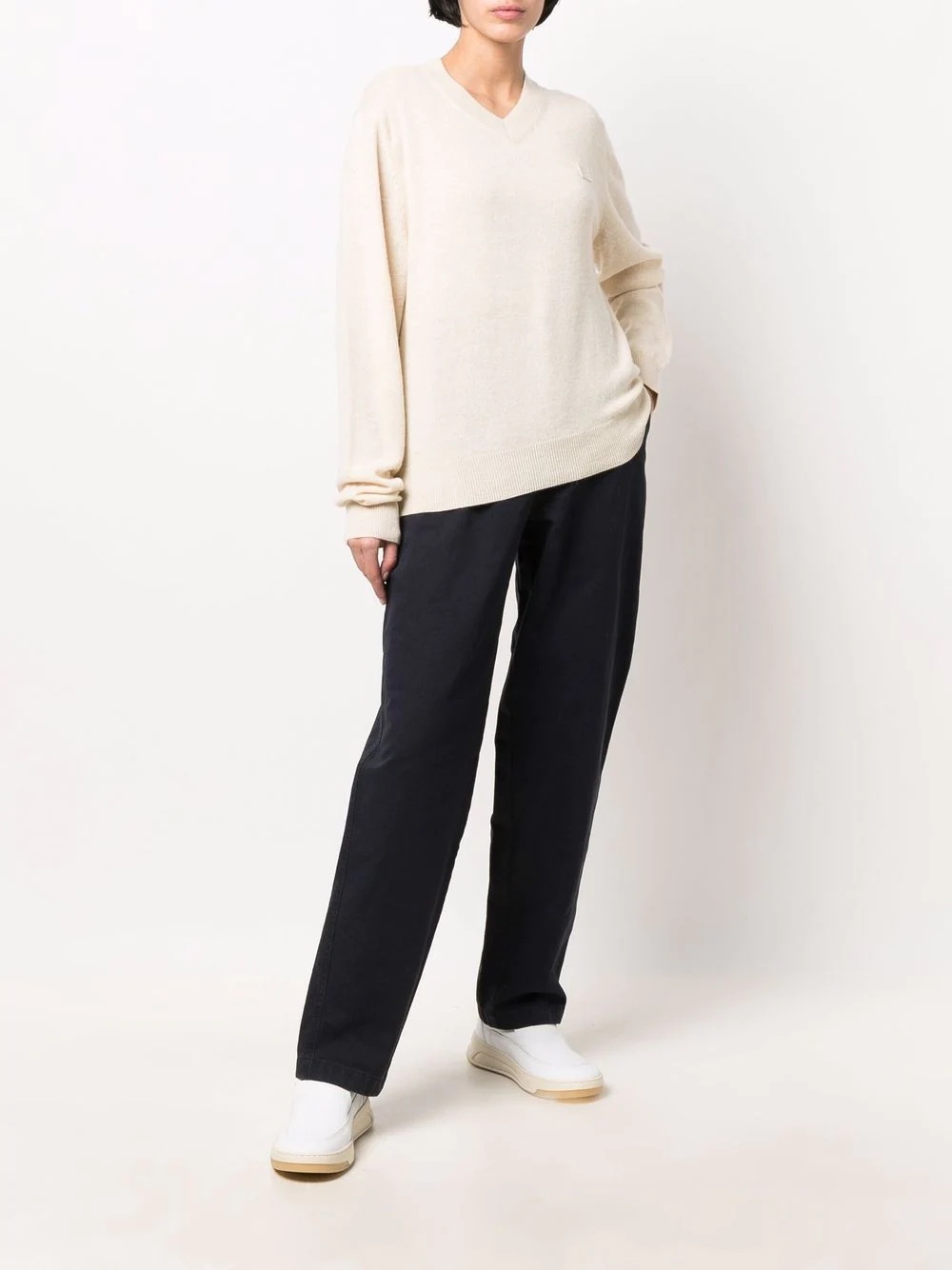 face patch wool jumper - 3