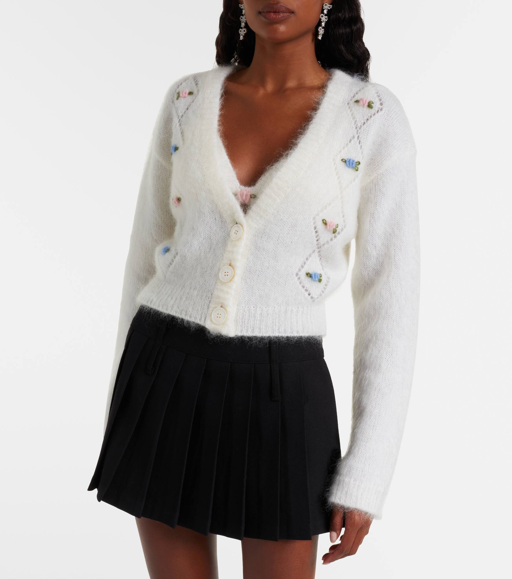 Embroidered mohair-blend cardigan - 5