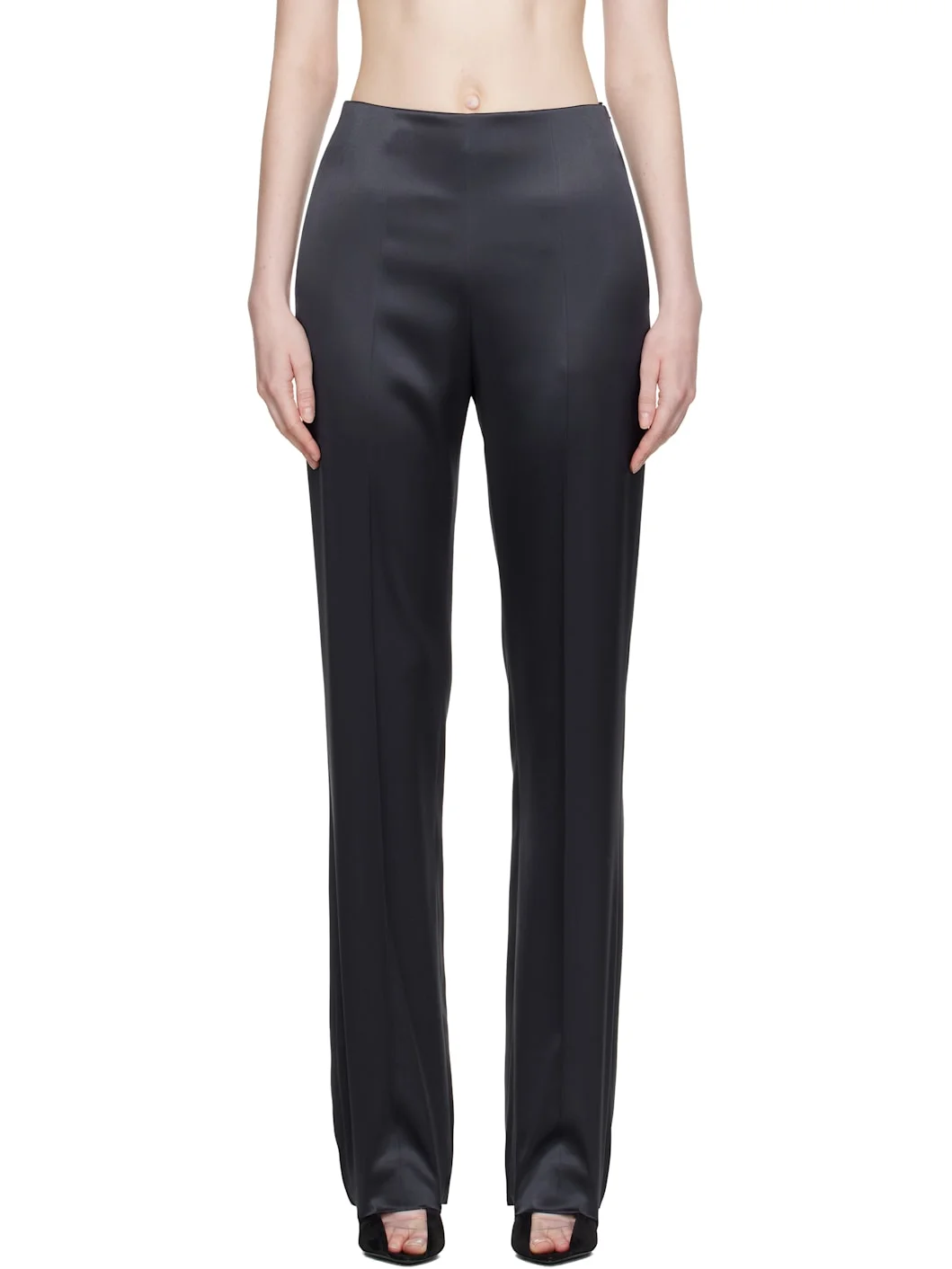 Gray Double Duchesse Stretch Trousers - 1
