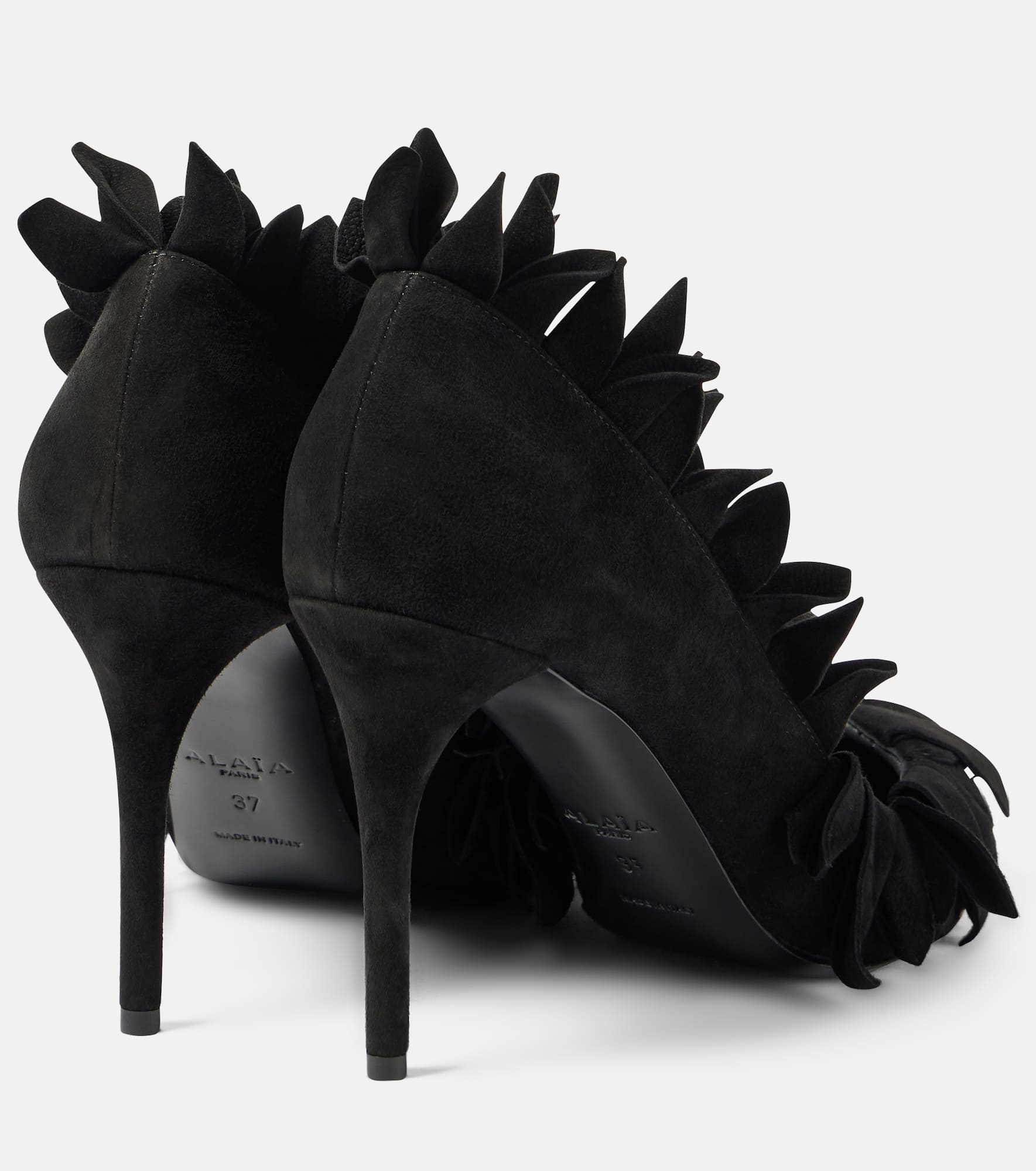 Petal ruffled suede pumps - 2