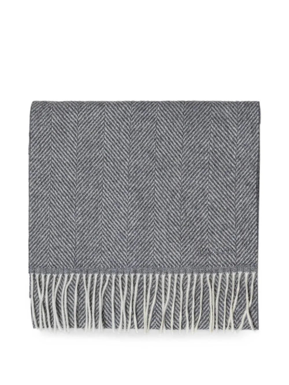 herringbone fringe-trim scarf - 1
