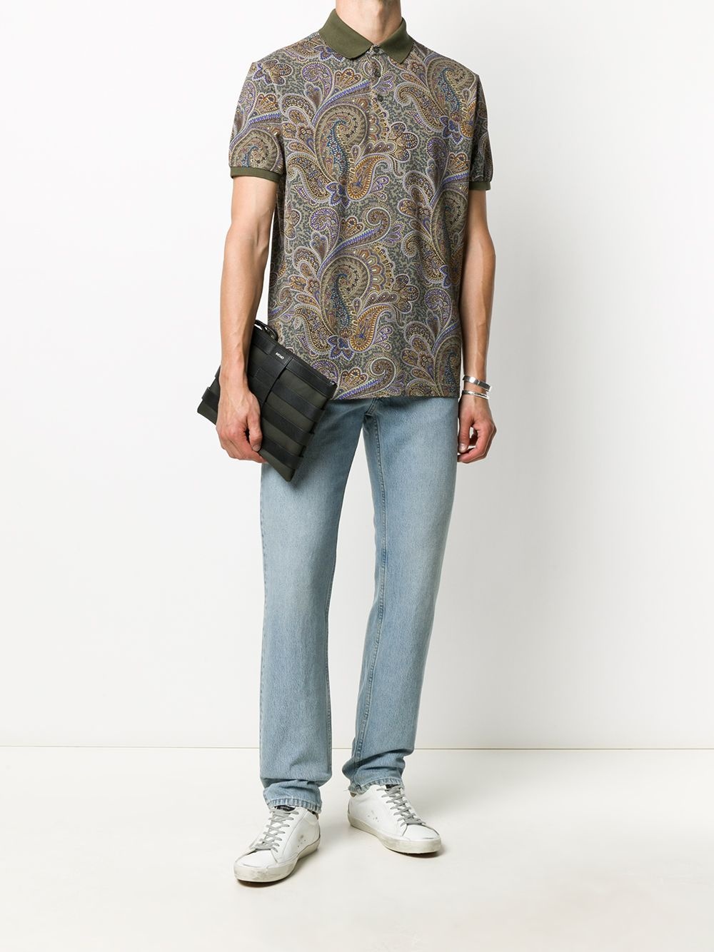 paisley print shortsleeved polo shirt - 2