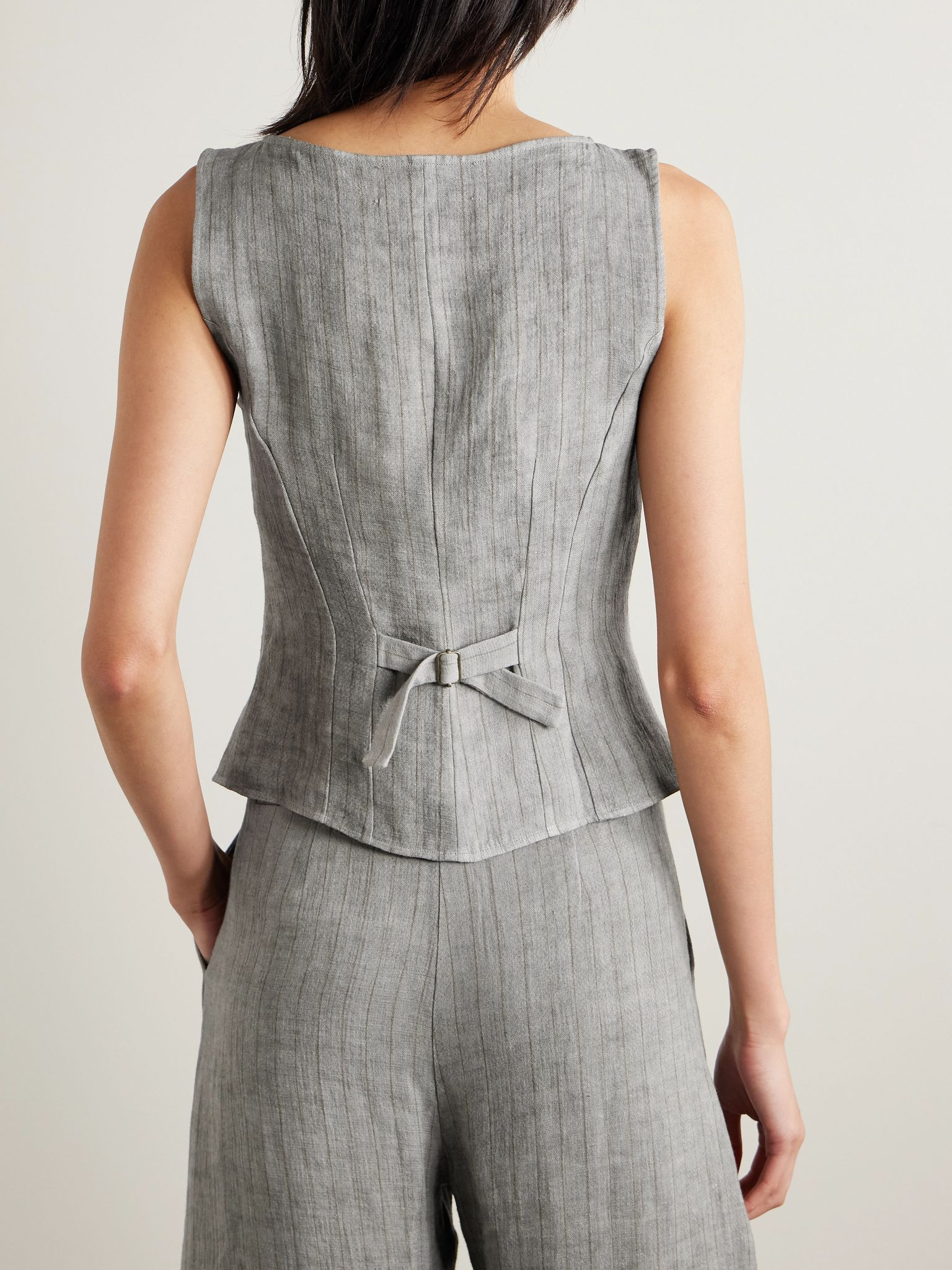 Lupe striped linen vest Gray - 3