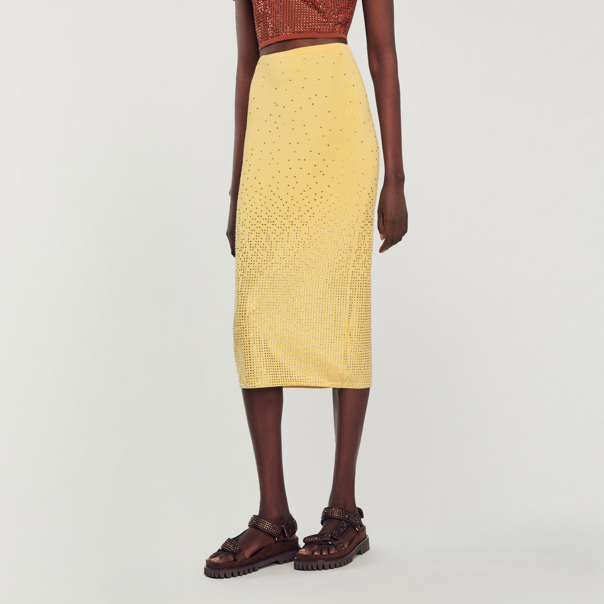 RHINESTONE-EMBELLISHED MIDI SKIRT - 5