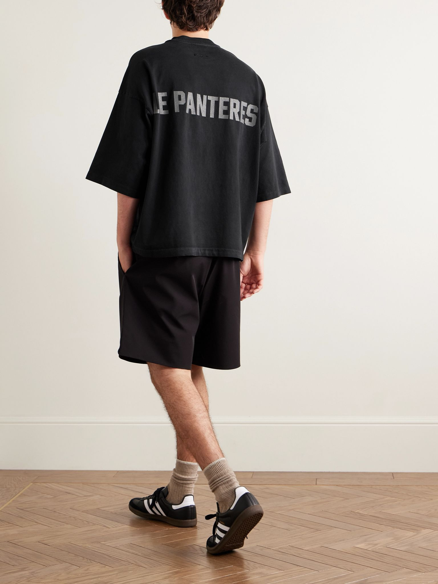 Les Panteres Oversized Printed Cotton-Jersey T-Shirt Black - 2