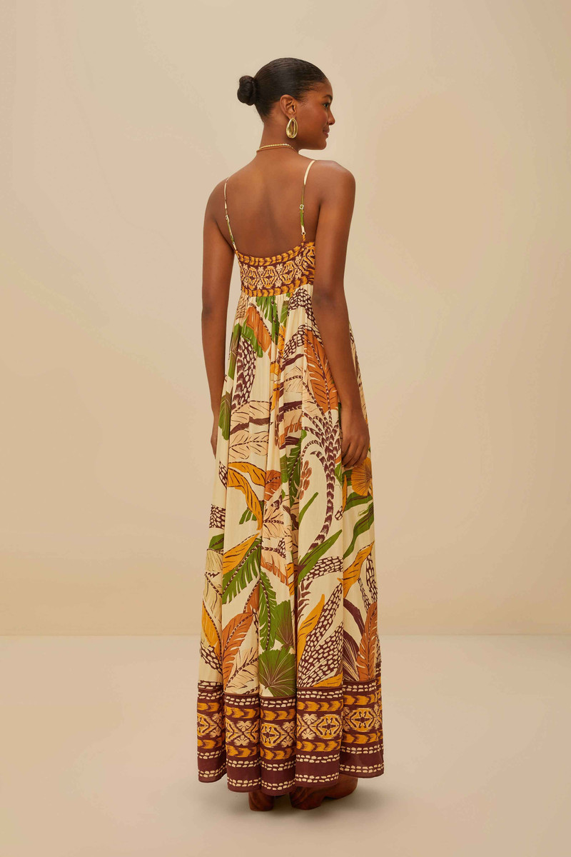 Sand Foliage Sketch Maxi Dress 4