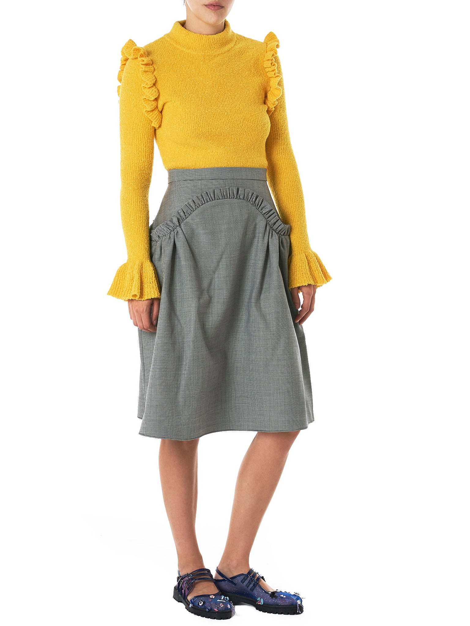 Ruche Houndstooth Skirt - 6
