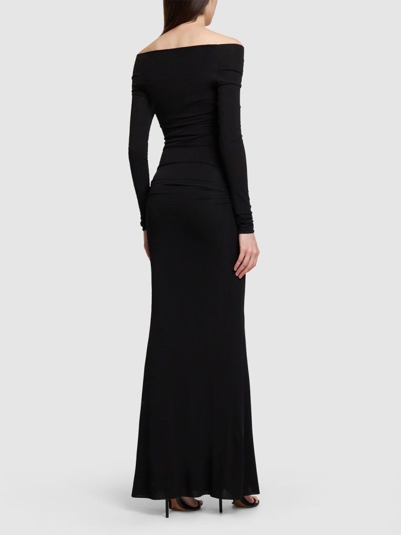 Jersey off-the-shoulder long dress - 3