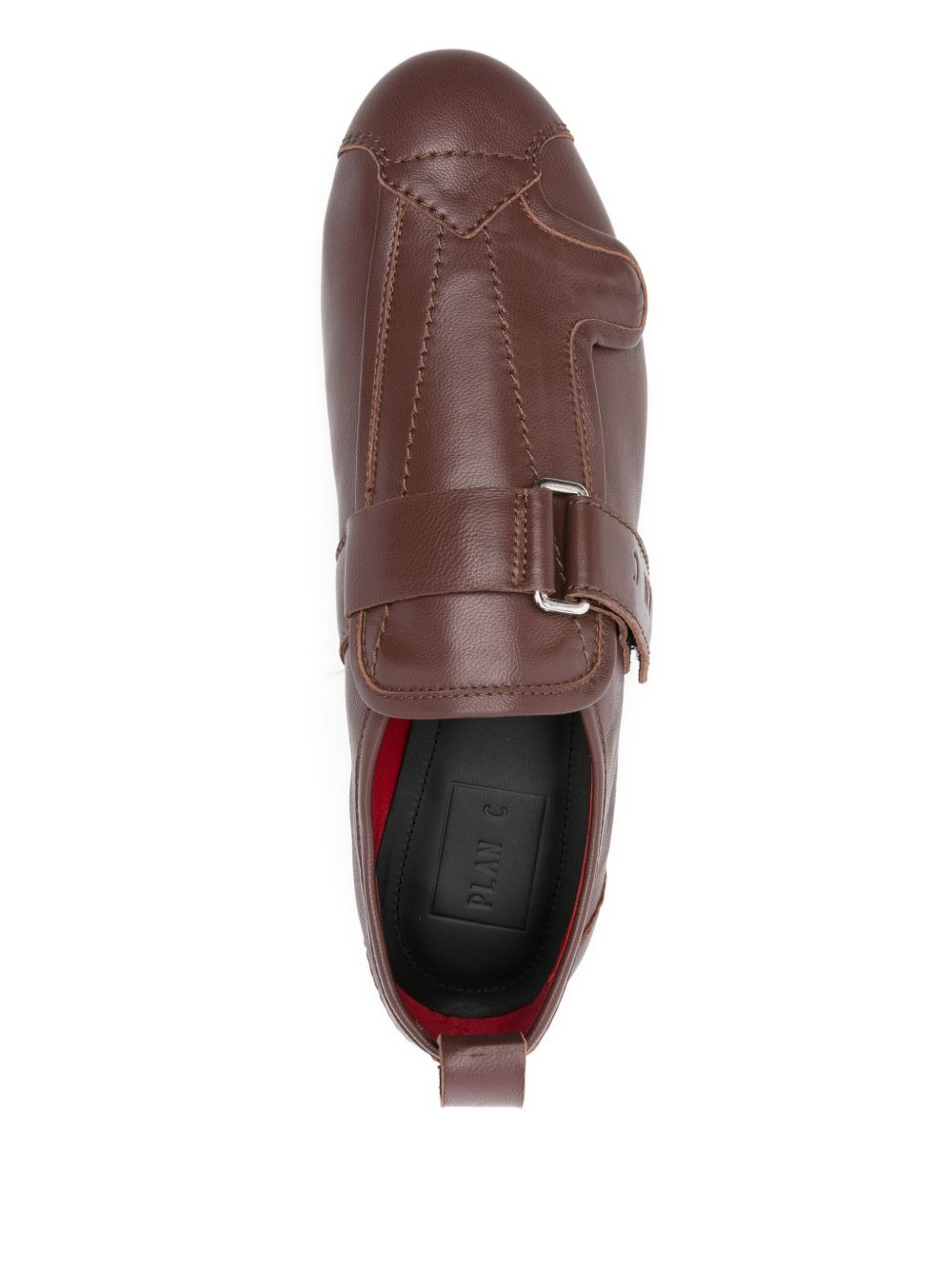 buckle-strap leather sneakers - 4