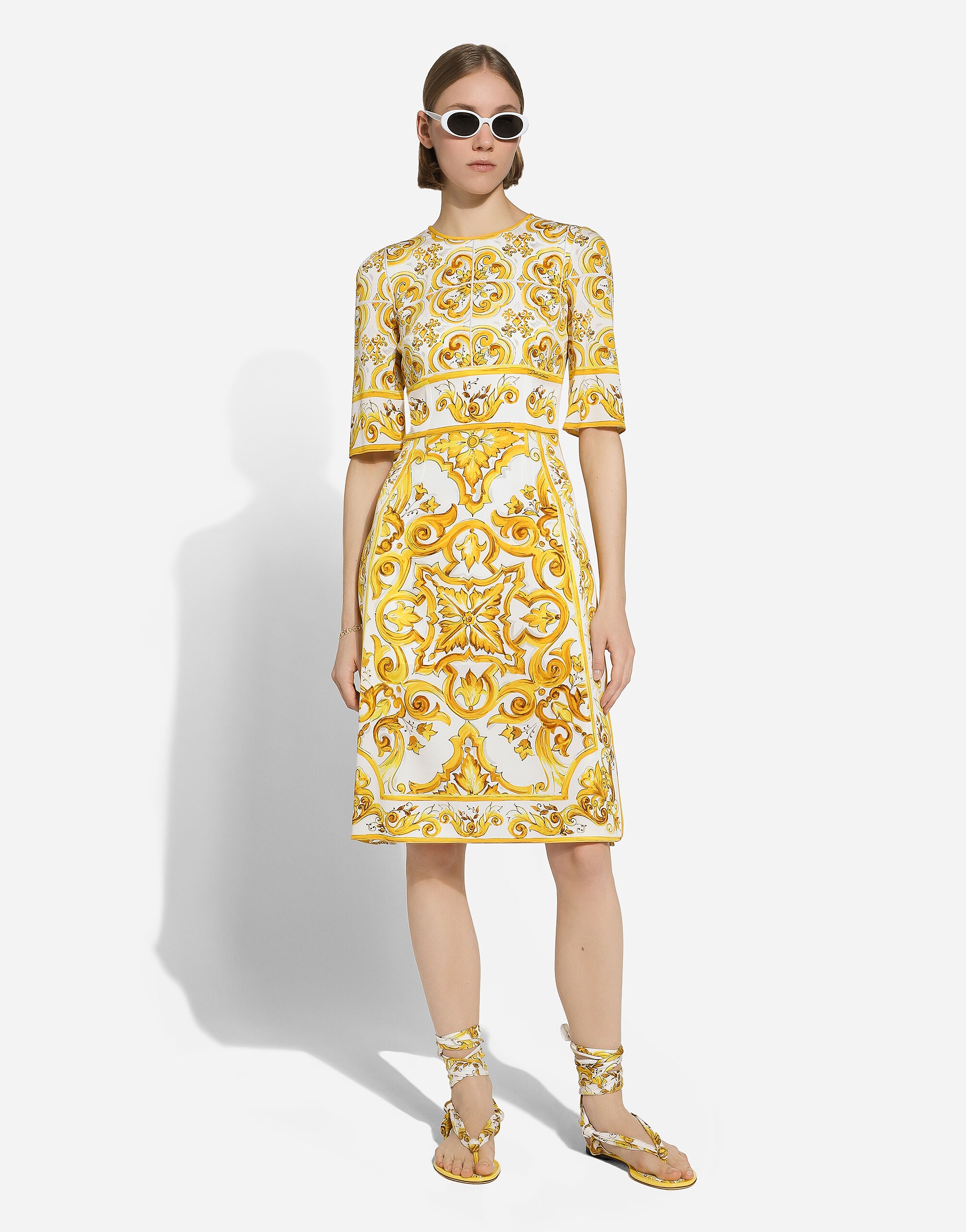 Majolica-print silk charmeuse midi dress - 3