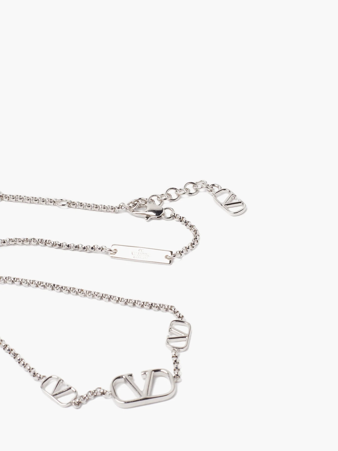 V-logo charm chain-link necklace - 5