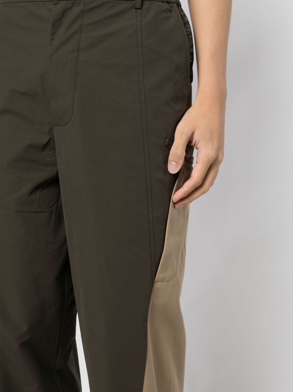 two-tone straight-leg trousers - 5