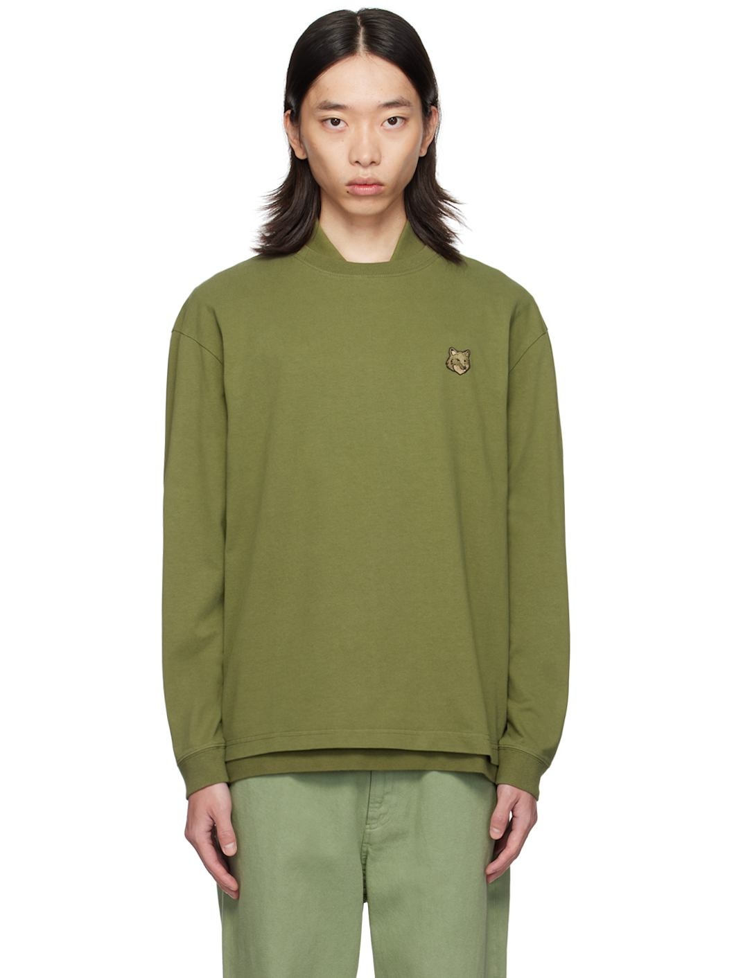 Green Bold Fox Head Comfort Long Sleeve T-Shirt - 1