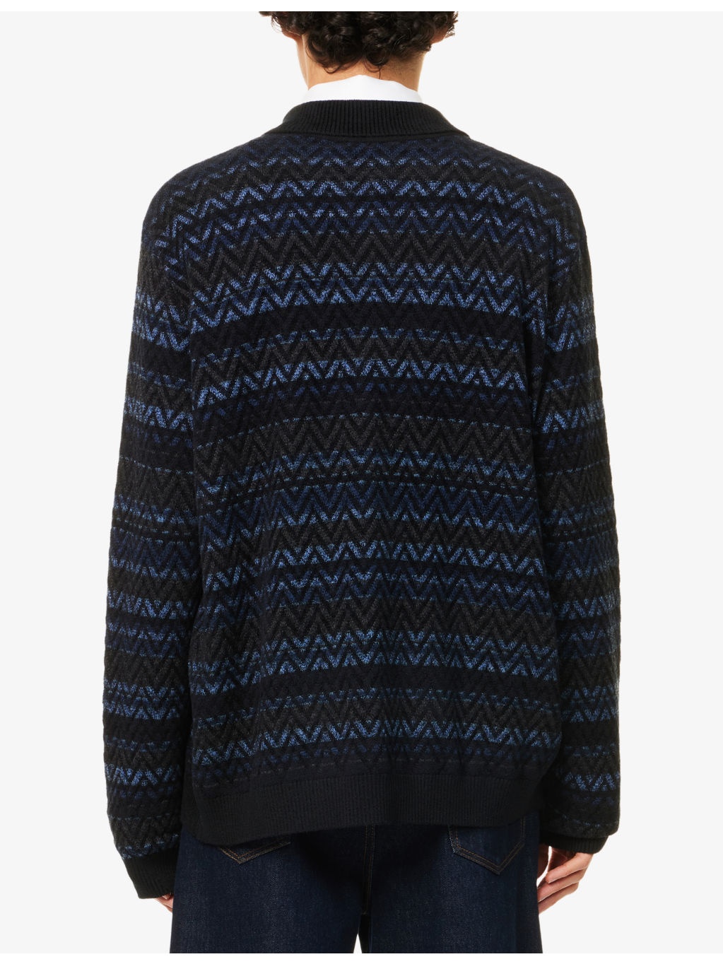 Chevron Relaxed-Fit Knitted Cardigan - 4