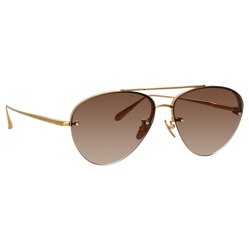 LINDA FARROW EDANO AVIATOR SUNGLASSES IN YELLOW GOLD outlook