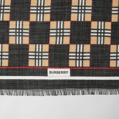 Burberry Chequer Print Wool Silk Scarf outlook