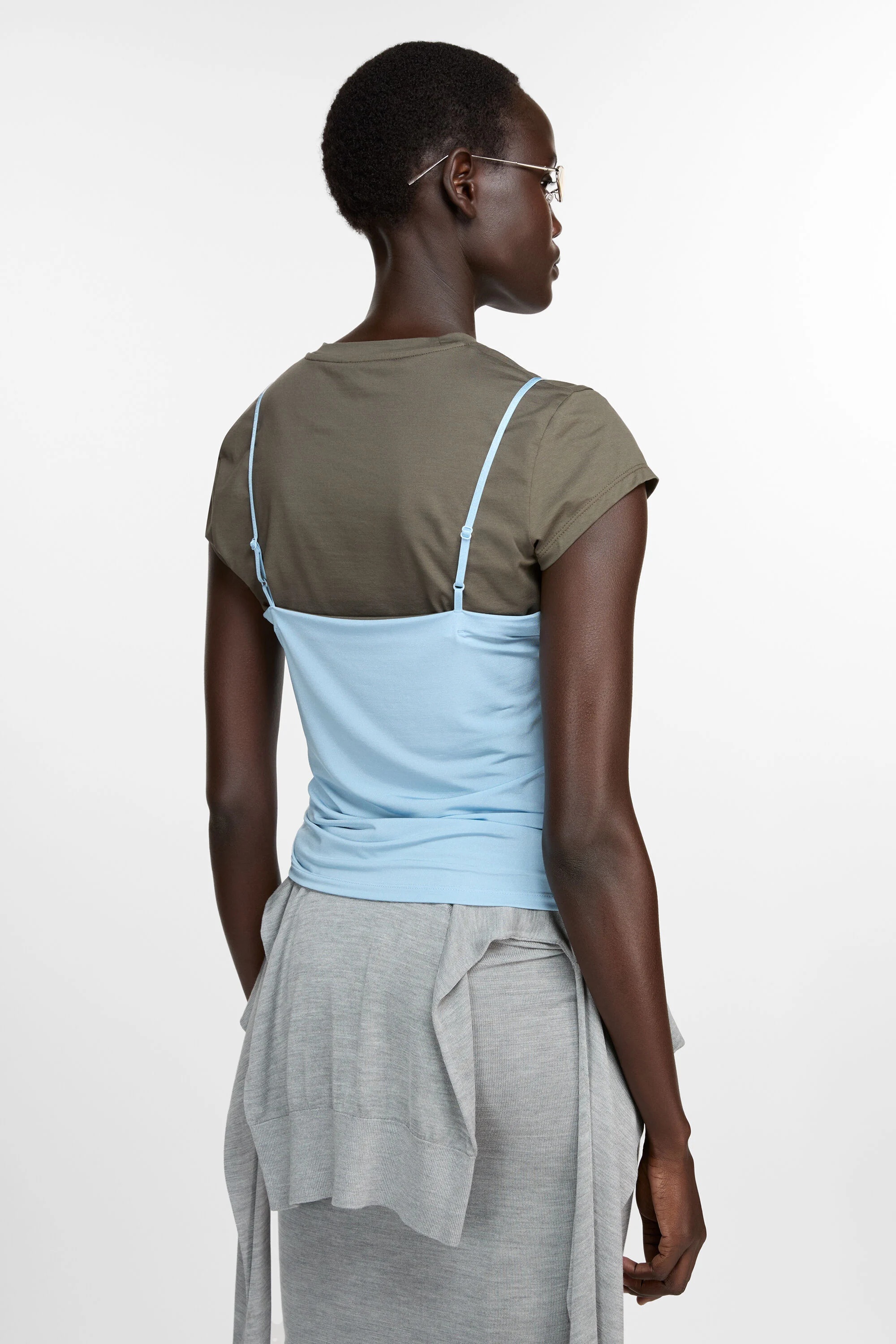 Layered strap t-shirt - Grey/blue - 3