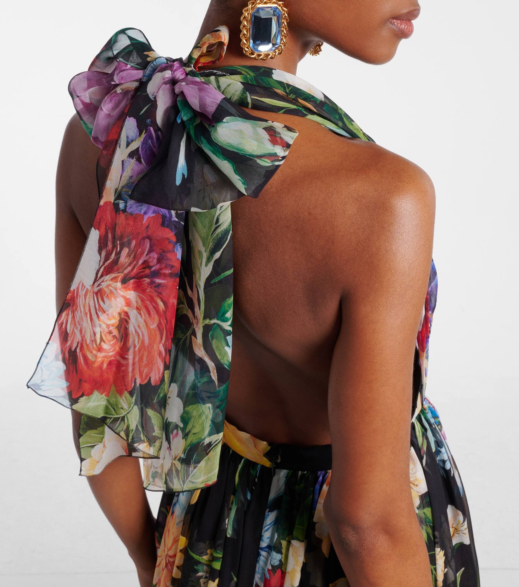 Floral silk chiffon maxi dress - 6