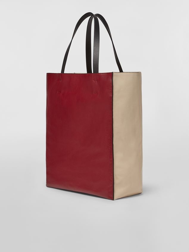 WHITE AND RED MUSEO SOFT BAG IN TUMBLED CALFSKIN - 3