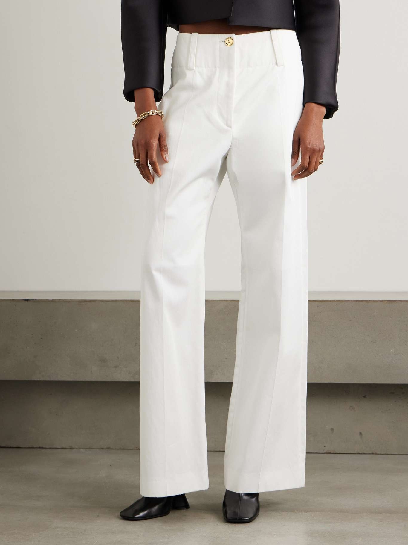 Embroidered cotton-twill straight-leg pants - 3