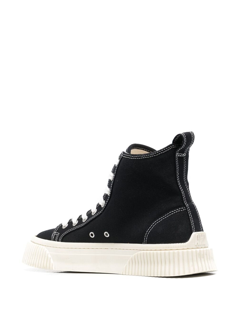 contrast-stitching high-top sneakers - 3