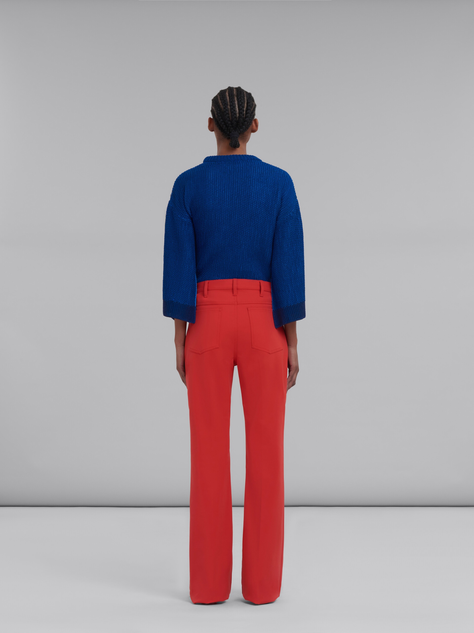 RED FLARED JERSEY TROUSERS - 3