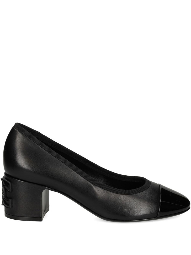 55mm block-heel cap-toe pumps 1