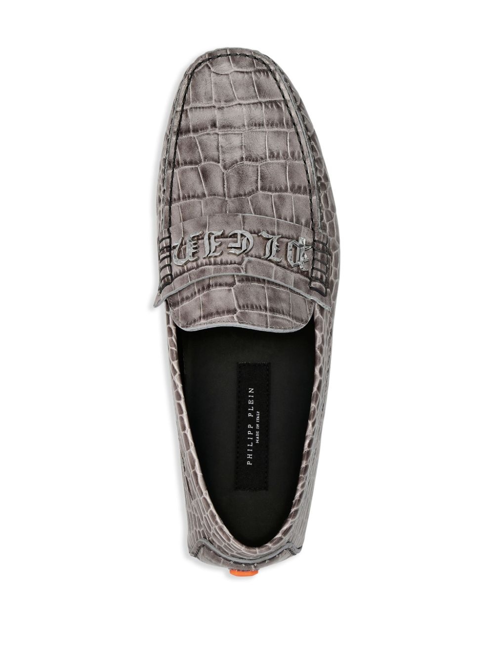 crocodile-embossed leather loafers - 3
