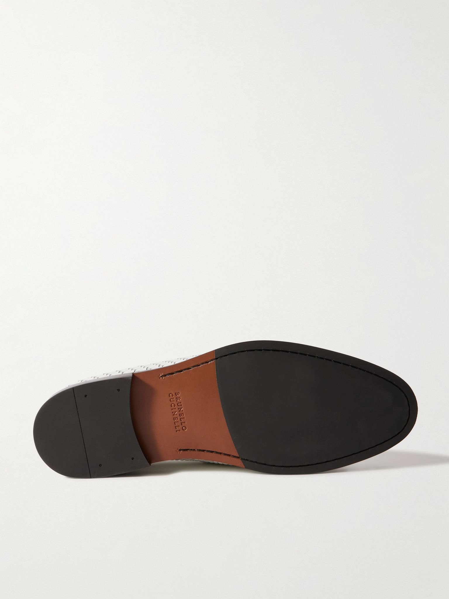 Woven Leather Penny Loafers Off-white - 3