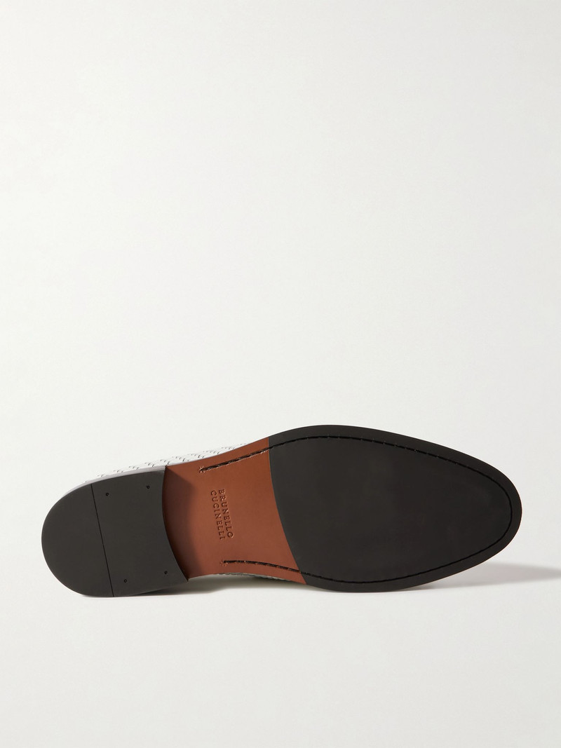 Brunello Cucinelli Woven Leather Penny Loafers Off-white outlook