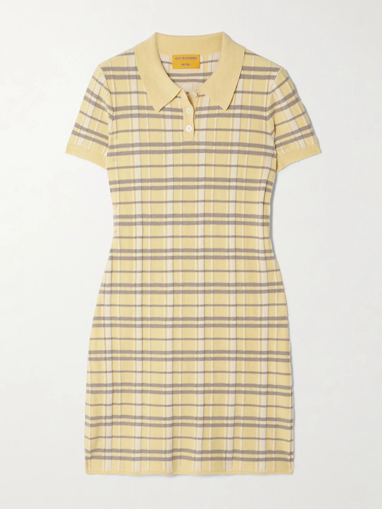 Checked Ribbed Silk-blend Mini Dress - 1