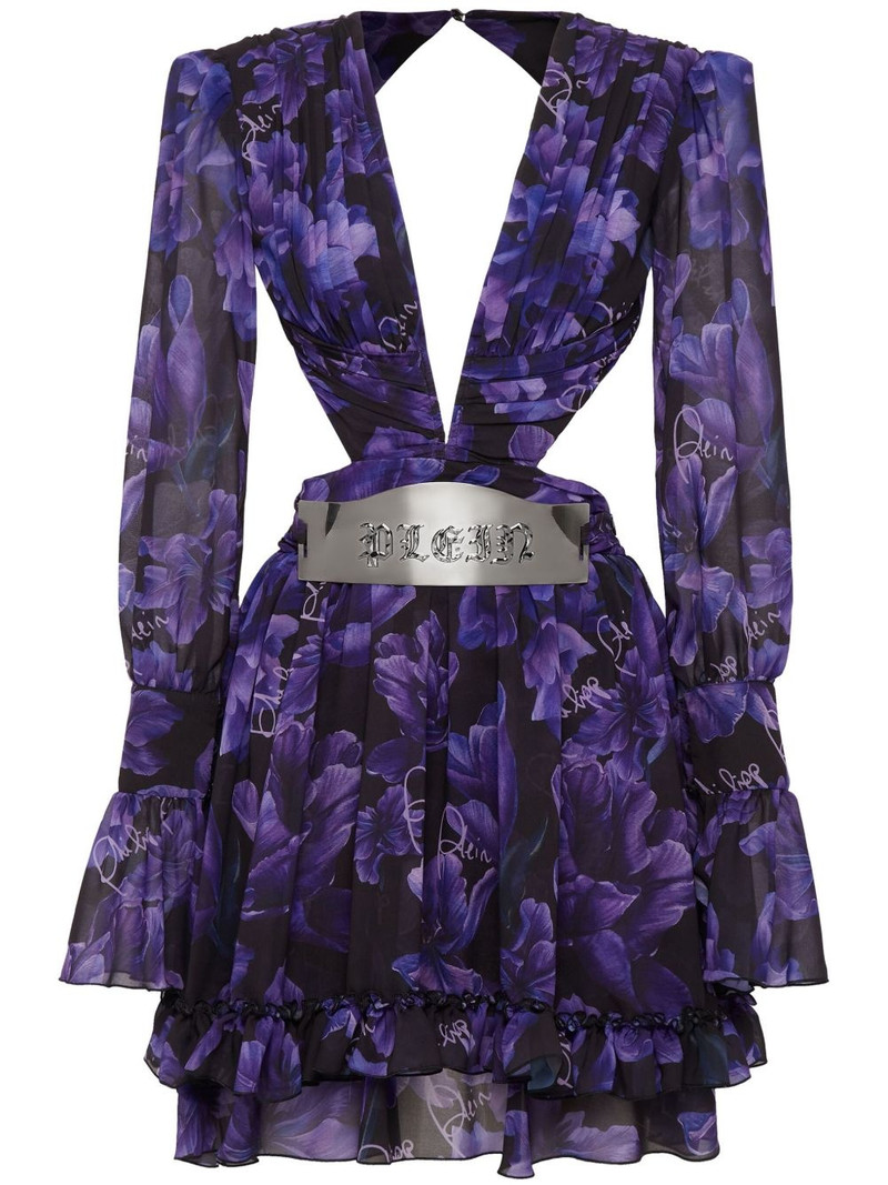 floral-print chiffon mini dress 1