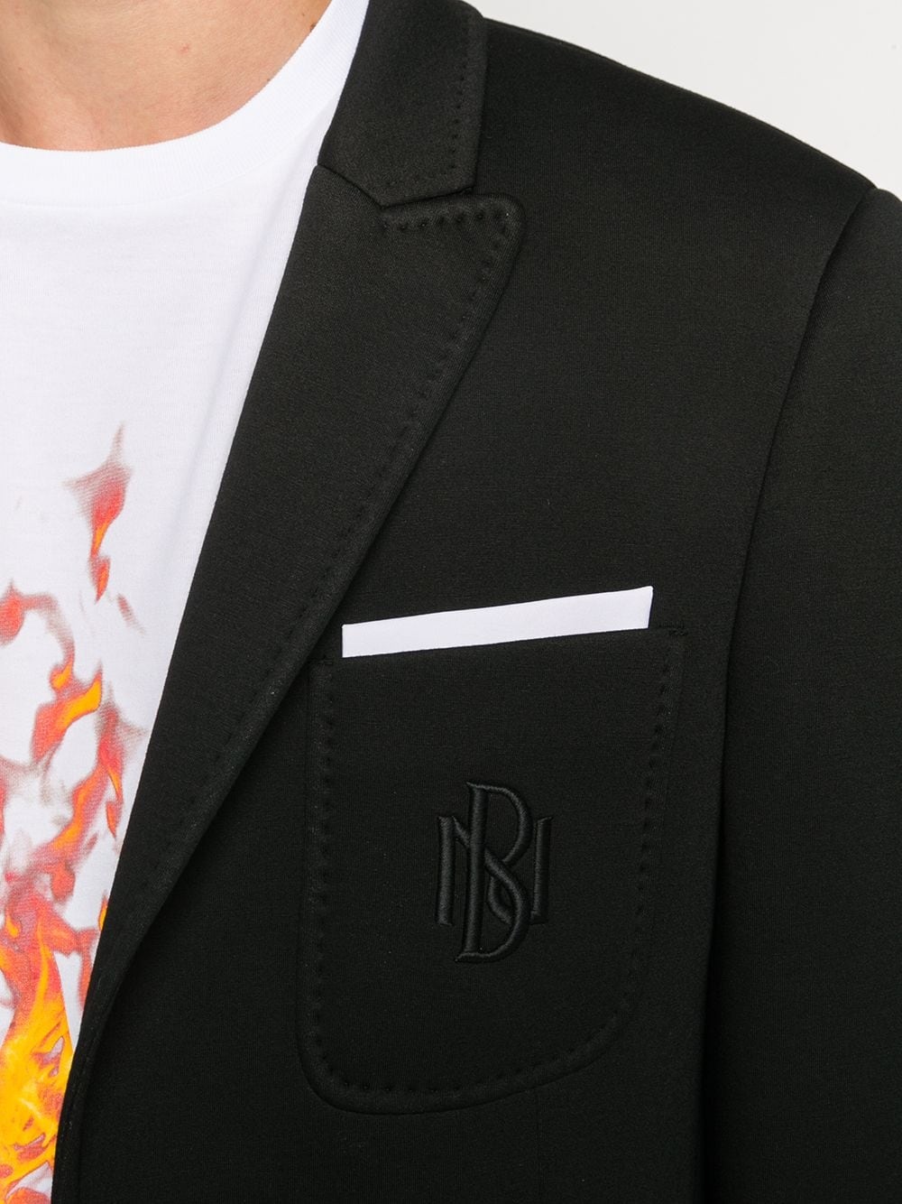 logo-embroidered single-breasted blazer - 5