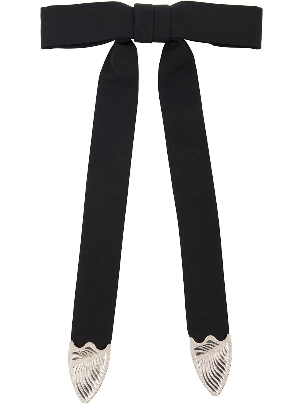 Black Ribbon Metal Bow Tie - 1