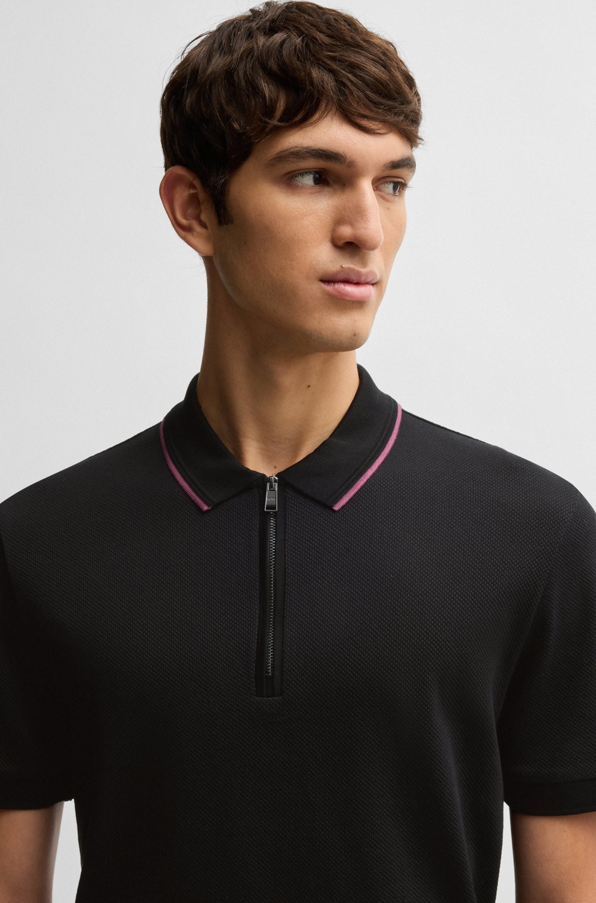 STRUCTURED-COTTON POLO SHIRT WITH ZIP PLACKET - 3