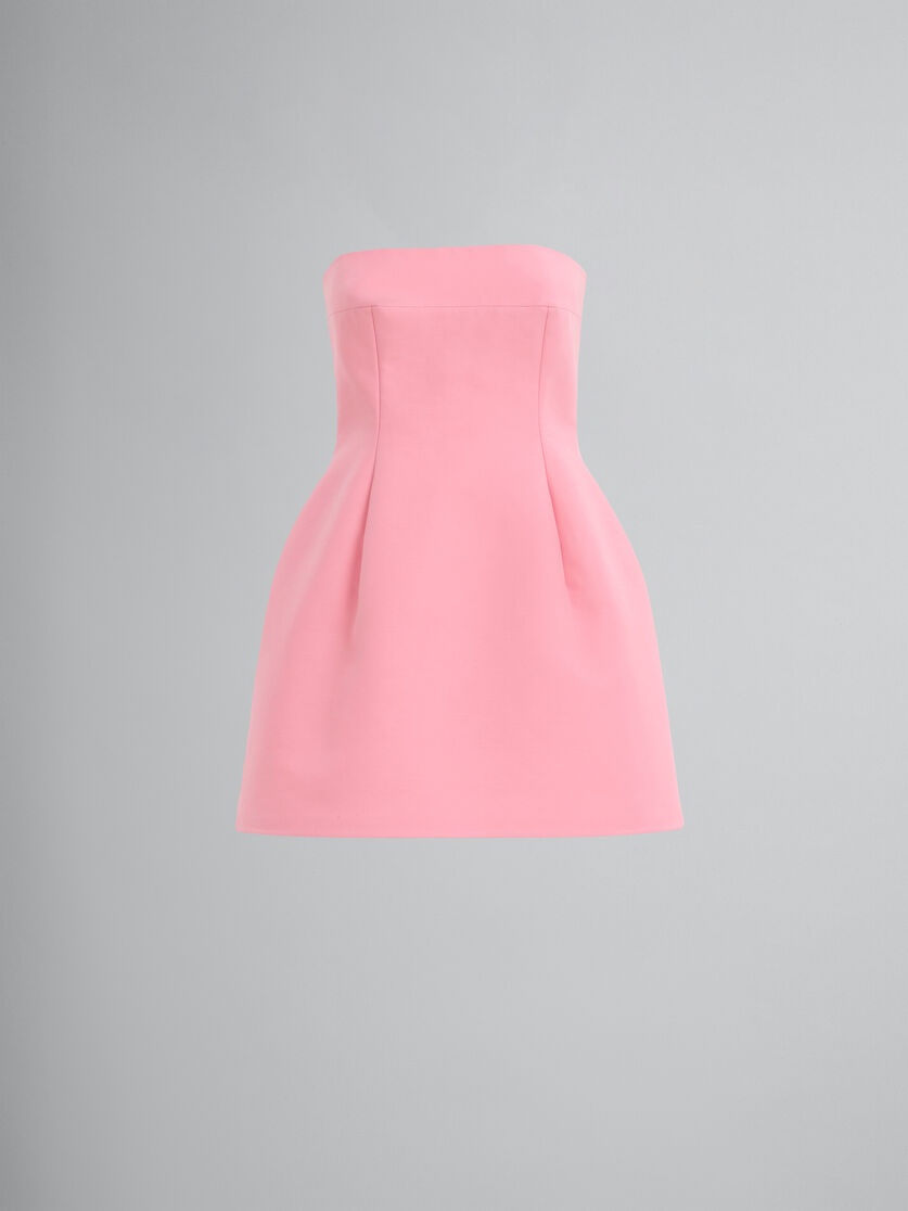PINK CADY STRAPLESS MINI DRESS - 1