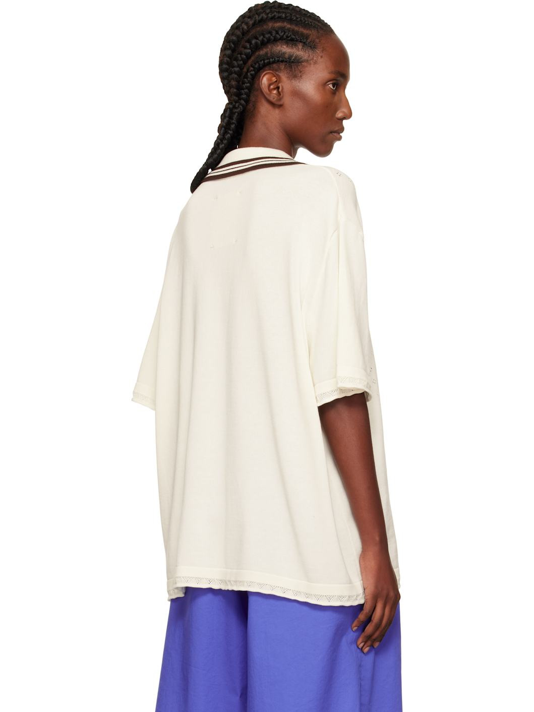 White Organic Cotton Pointelle Polo - 3