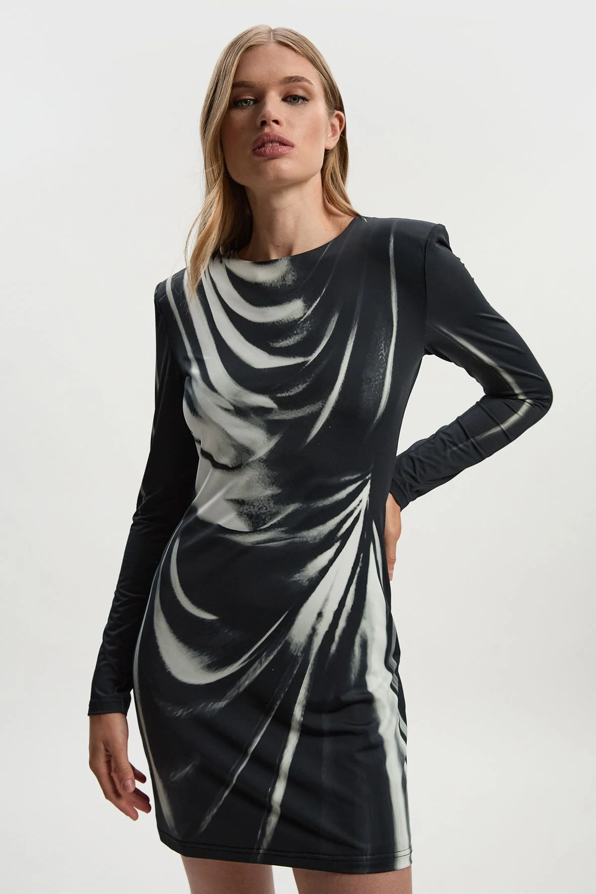 Tall Archive Graphic Print Long Sleeve Mini Dress - 1