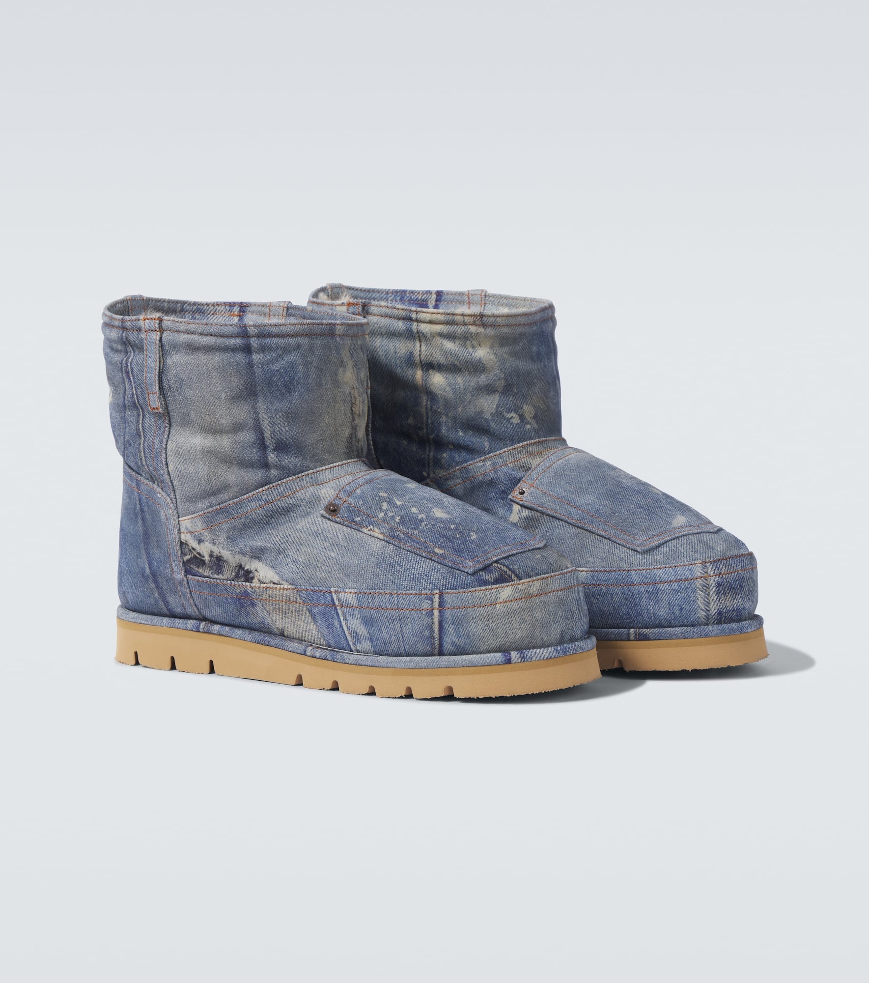 Trompe l'œil leather snow boots - 5