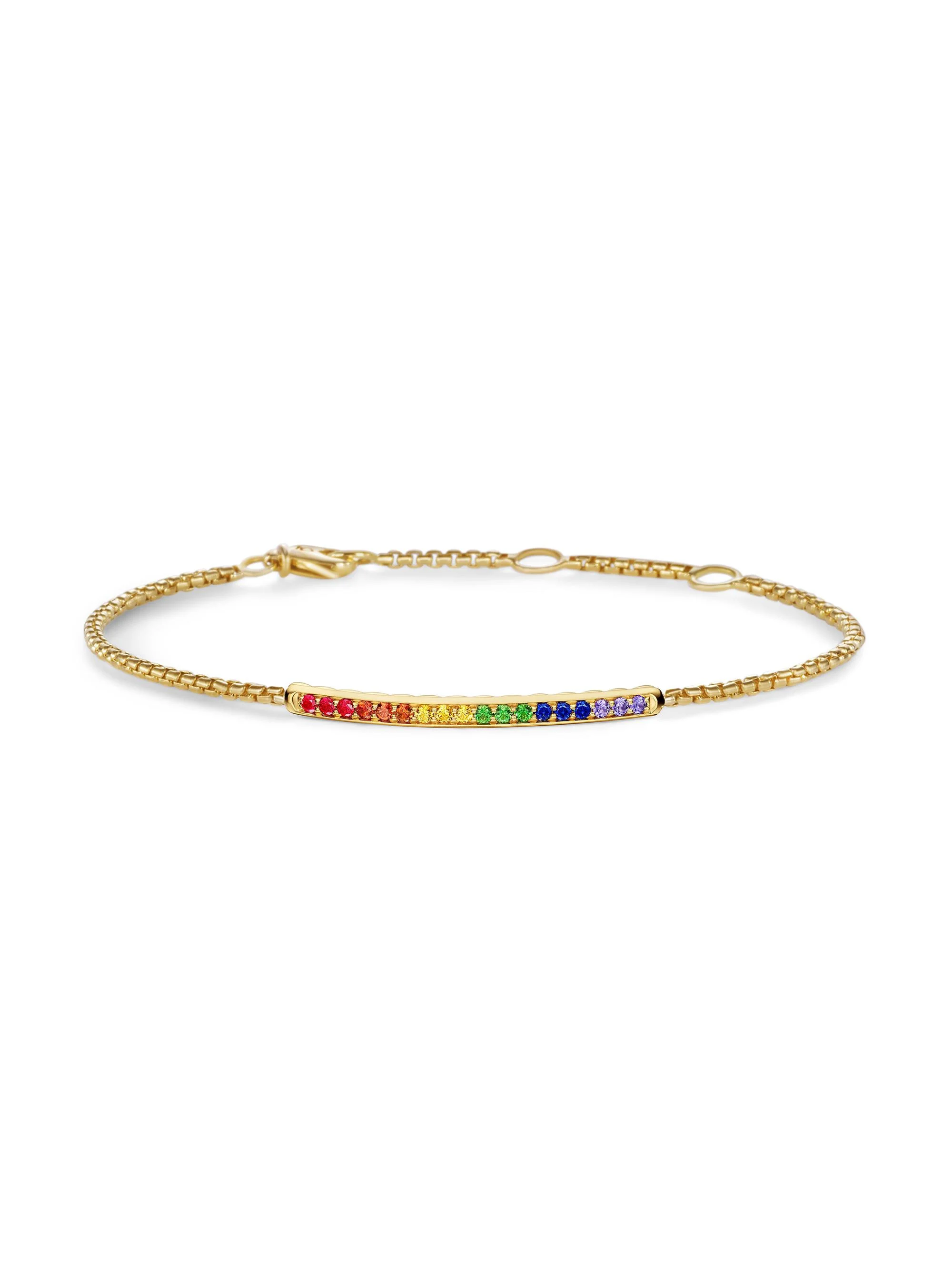 Women's Petite Pavé Bar Bracelet in 18K Yellow Gold - Ruby Gold - 1