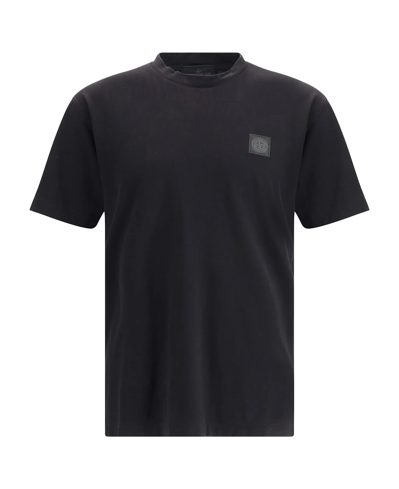 Crew-neck T-shirt With Monochrome Compass Logo - 1