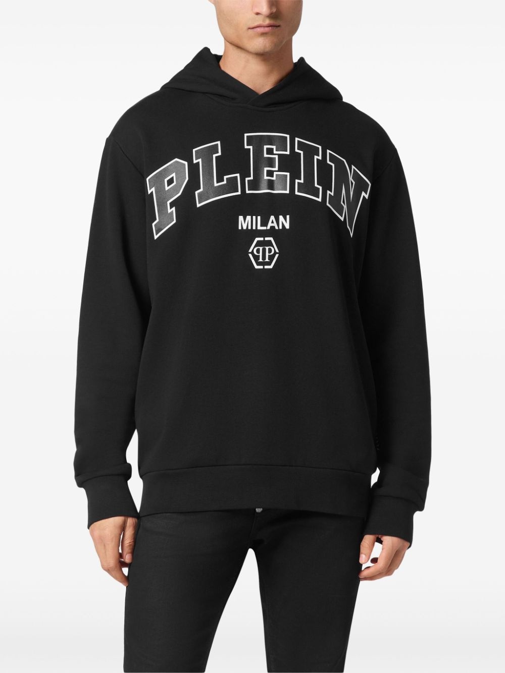 logo-print cotton-blend hoodie - 2