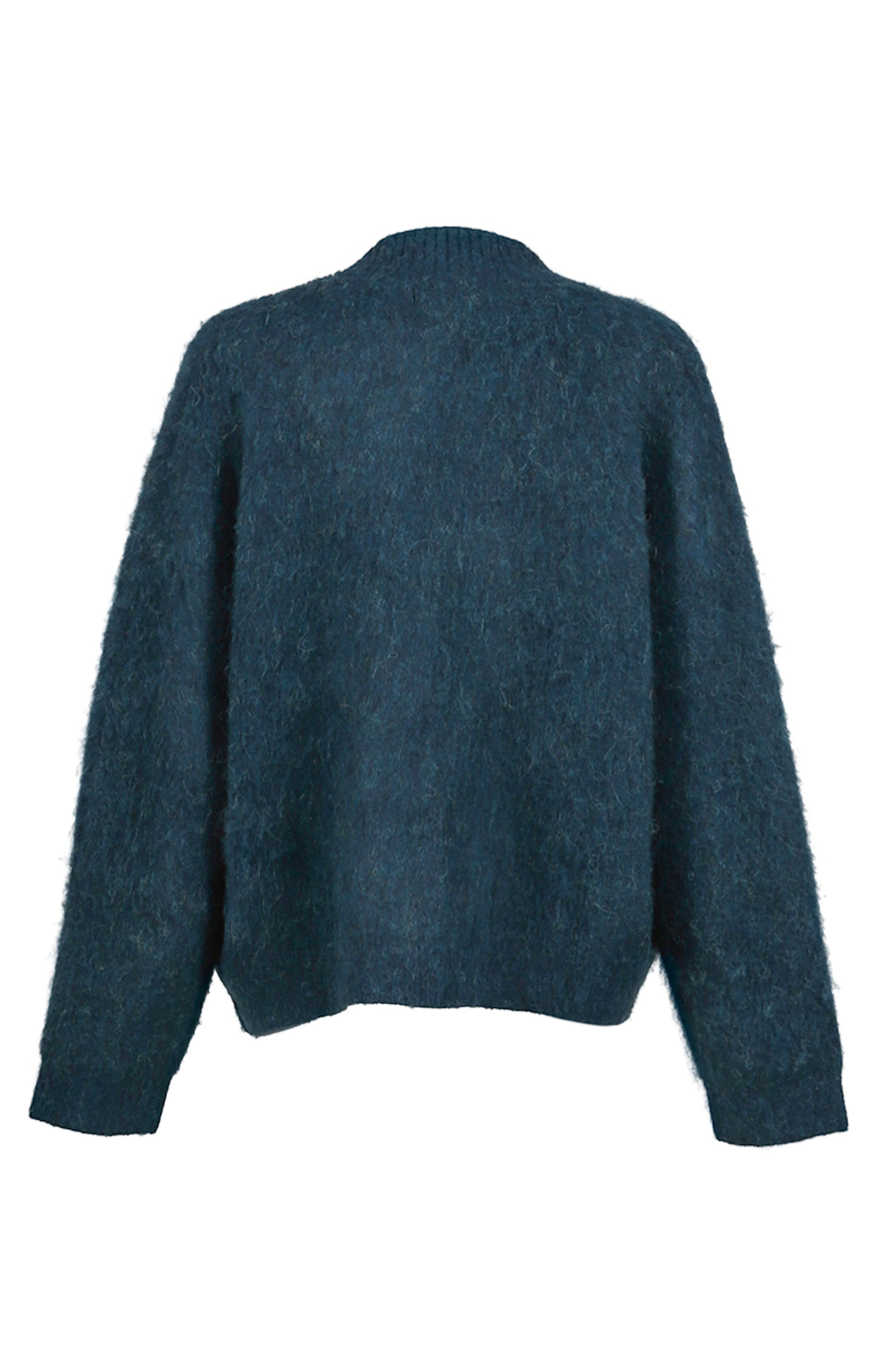 BRUSHED MOHAIR V-NECK JUMPER / GRN - 2