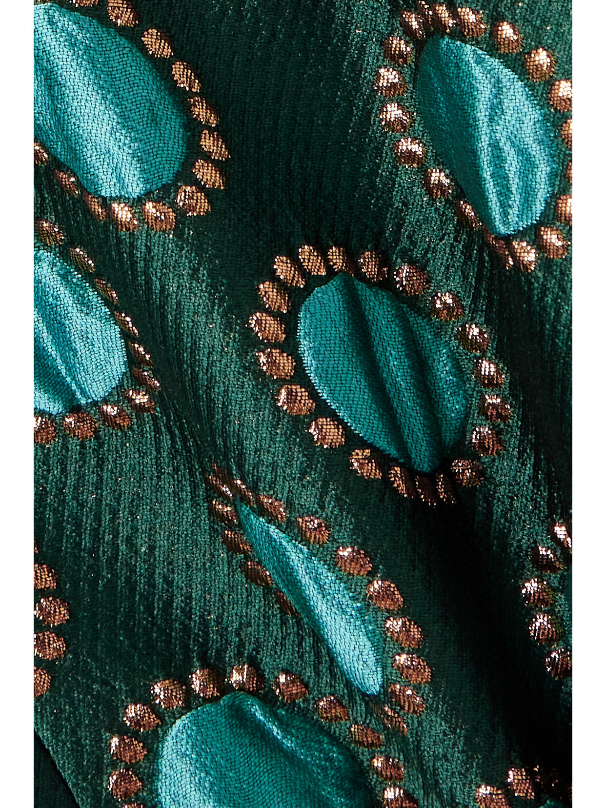 La Scala Asymmetric Feather-trimmed Metallic Jacquard Top - 4