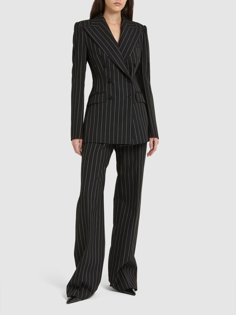 Wool pinstriped flare pants - 2