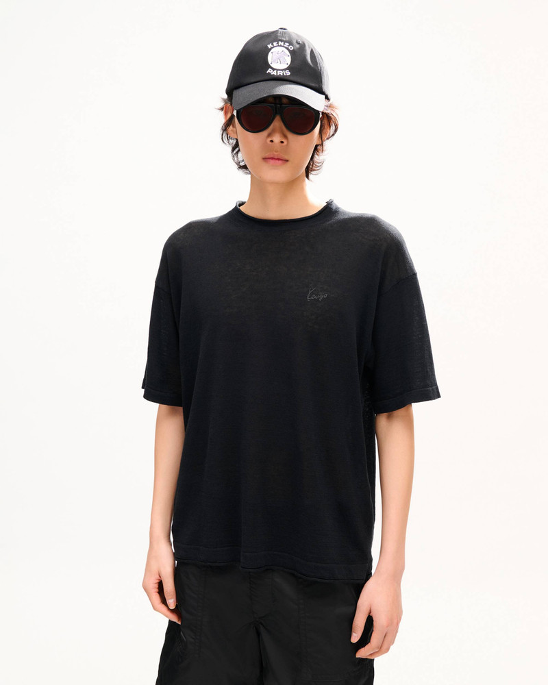 KENZO 'KENZO Signature' embroidered light T-shirt in linen cotton outlook
