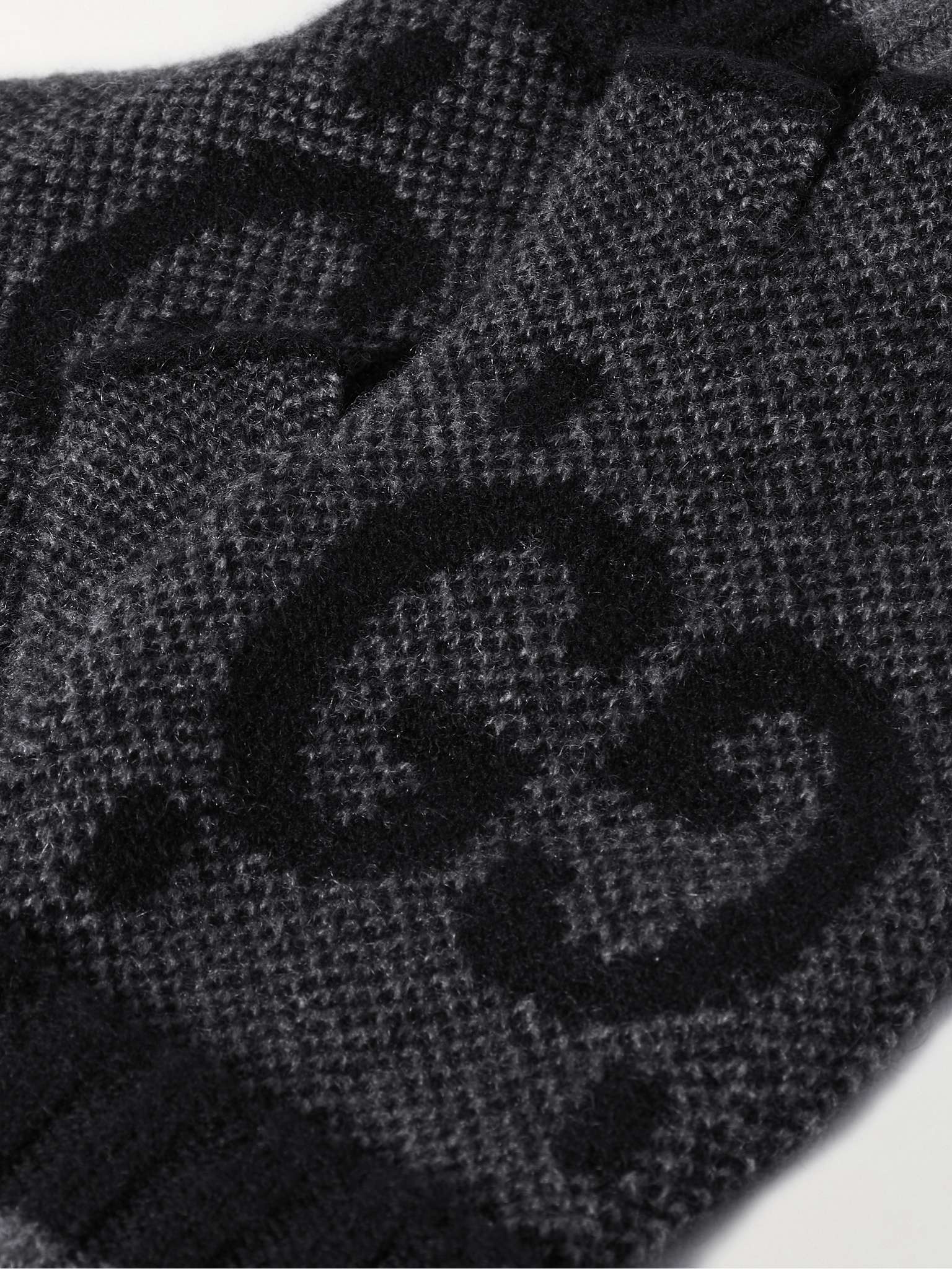 Fingerless Monogrammed Jacquard-Knit Cashmere Gloves - 2