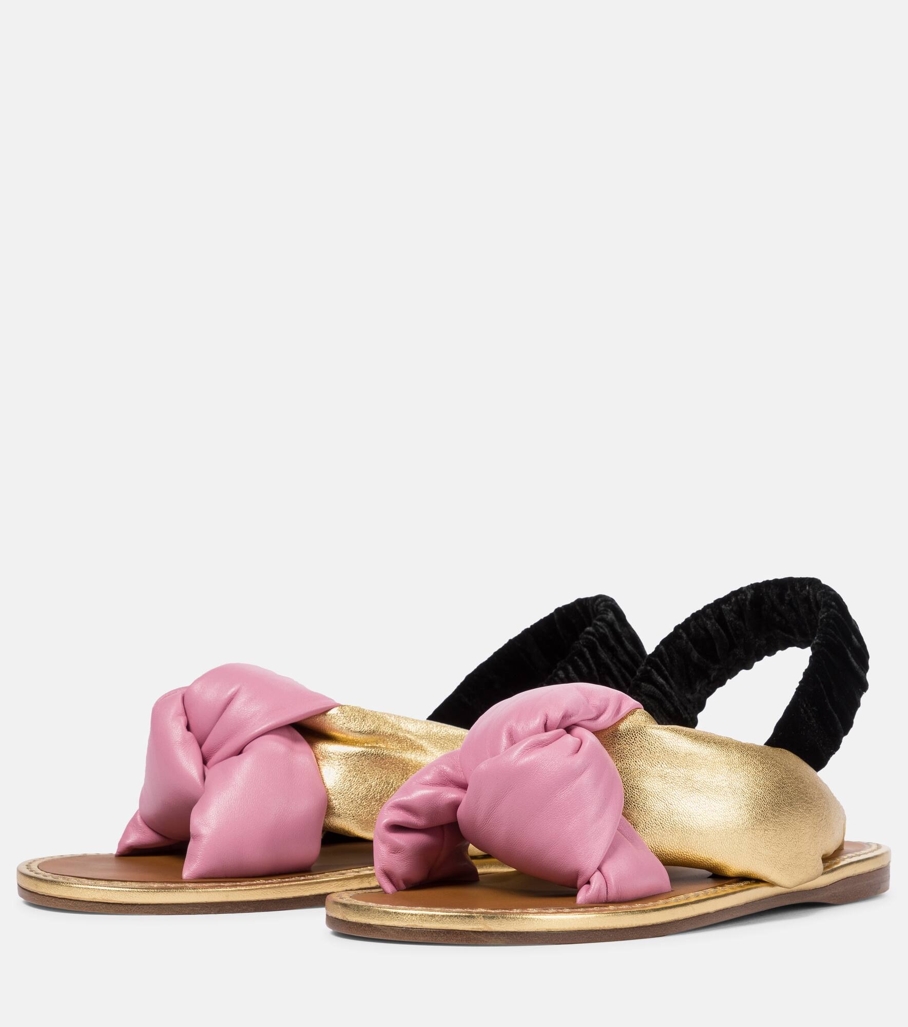 Metallic leather slingback sandals - 5